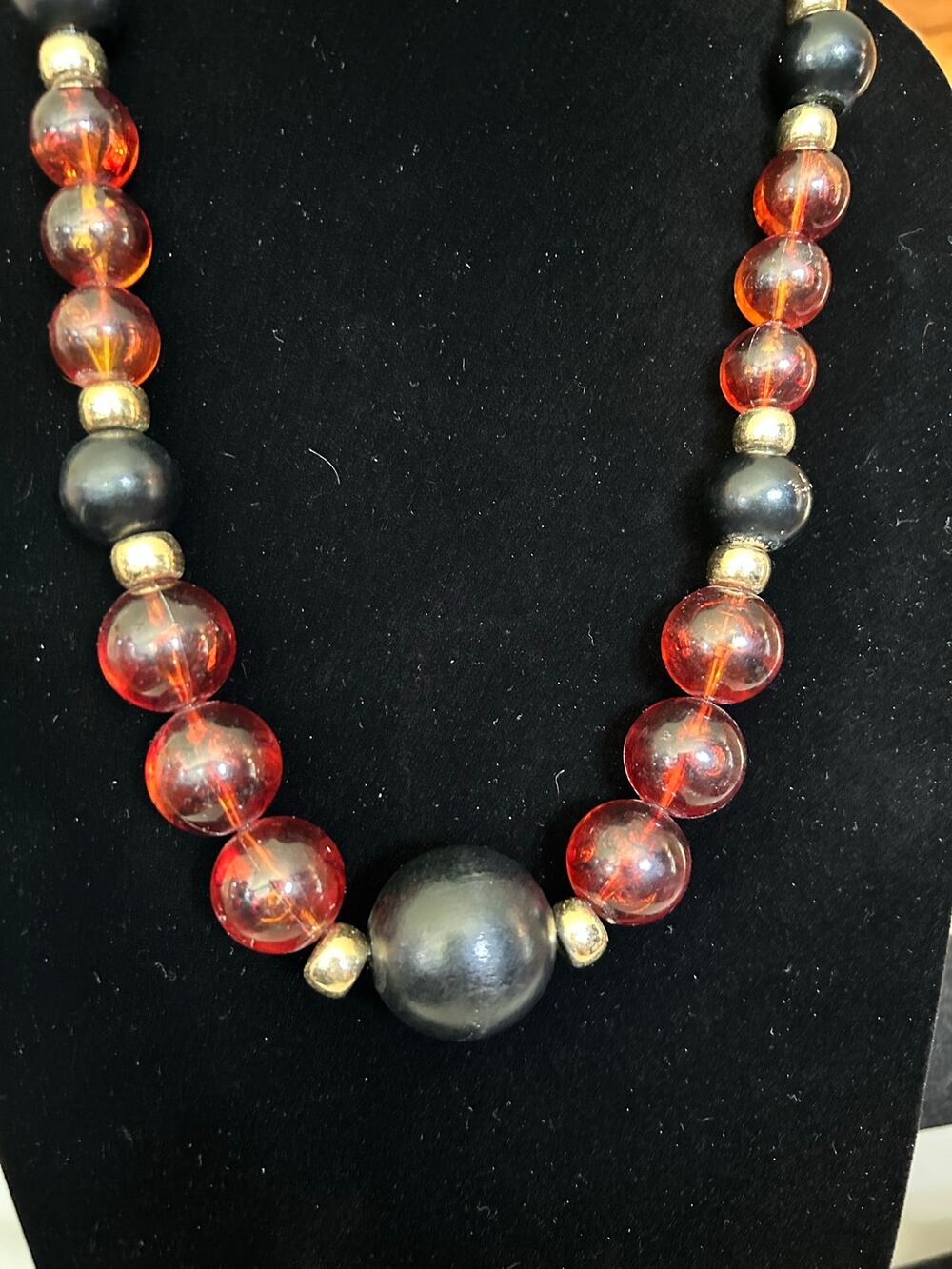 Vintage Jackie Brazil Resin Statement Necklace Large Spheres Passion Mix